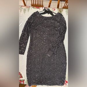 MARINA Elegant Black Sequin Long Sleeve Dress
